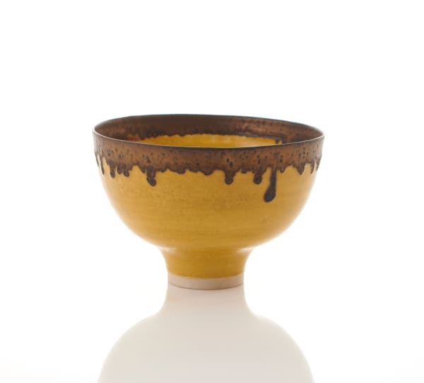 Lucie Rie, Yellow Bowl with Bronzed Rim, circa 1980