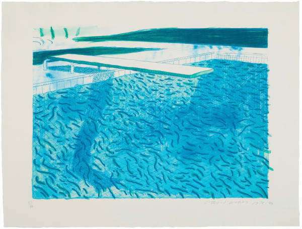 David Hockney, Lithograph of Water Made of Thick and Thin Lines, a Green Wash, a Light Blue Wash, and a Dark Blue Wash, 1978-80