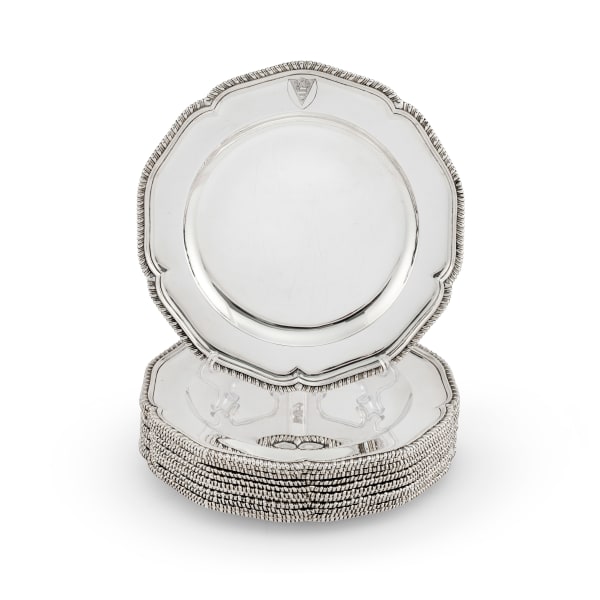 William Pitts, A Set of Twelve 18th Century Dinner Plates, London by William Pitts, 1788
