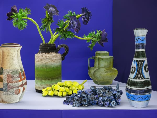 Dark Anemones with Grapes