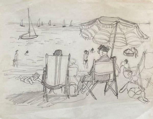 Alberto Morrocco OBE (1917-1998), Beach Scene, Italy , c.1960s