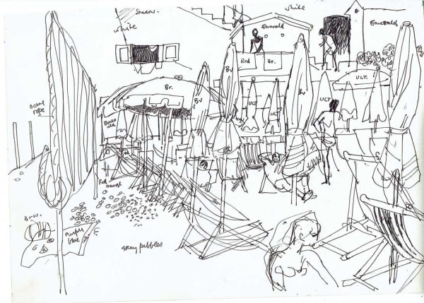 Alberto Morrocco OBE (1917-1998), Deck Chairs on the Beach