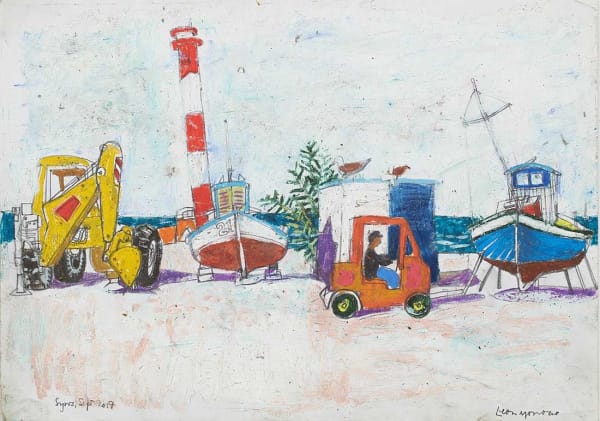 Leon Morrocco RSA RGI, Work Amongst the Fishing Boats, Syros