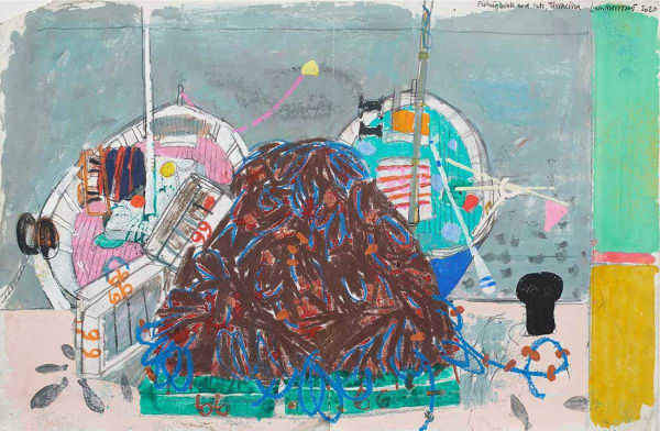 Leon Morrocco RSA RGI, Fishing Boats and Nets, Terracina