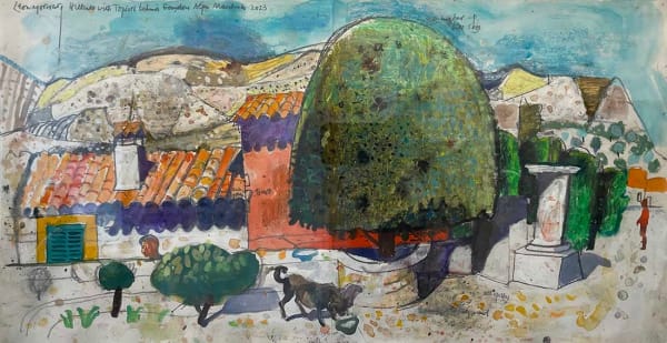 Leon Morrocco RSA RGI, Hillside with Topari behind Gourdon, Alpes Maritimes