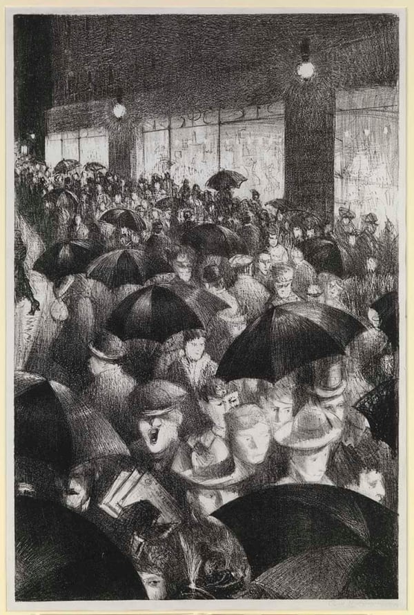 C.R.W Nevinson (1889-1946), Wet Evening on Oxford Street , 1919