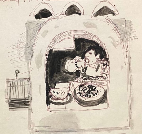 Alberto Morrocco OBE (1917-1998), Spaghetti Eater I , c.1960s