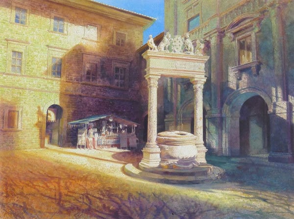 David Forster RSW, Paved with marble, and food of the very best (Arezzo, Italy)