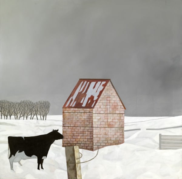 James Fairgrieve RSA RSW, Winter Landscape with Cow , 1983