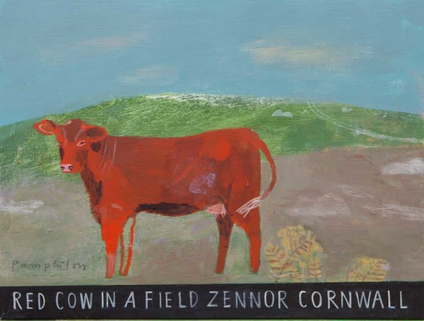 Elaine Pamphilon, Red Cow in a Field, Zennor Cornwall