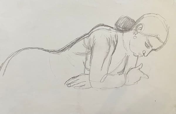 Alberto Morrocco OBE (1917-1998), Lady Leaning on the Balcony (study for a painting), c.1960s