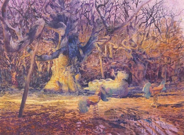 David Forster RSW, Or when stories are told around the fire at night, (Dunkeld)