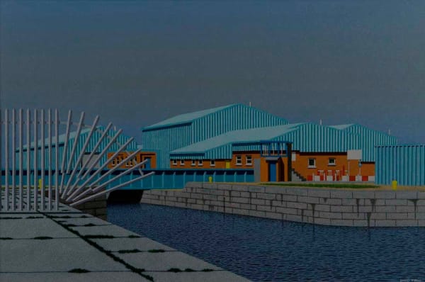 David Evans ARCA RSA RSW (1942-2020), Blue Sheds in Leith