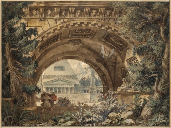 Giacomo Quarenghi Capriccio architettonico con antichi monumenti (Scenografia), 1770 – 1775 circa