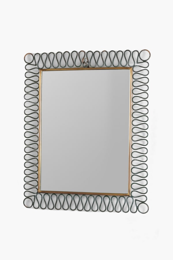 1950s Italian Wrought Iron Mirror With Scalloped Border