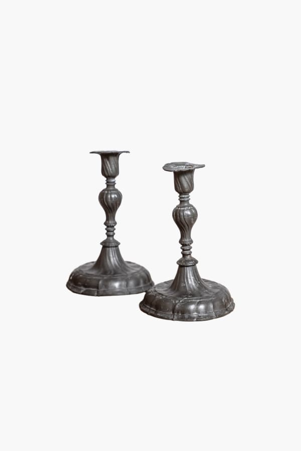 Pair of German Pewter Baroque Candlesticks c.1750