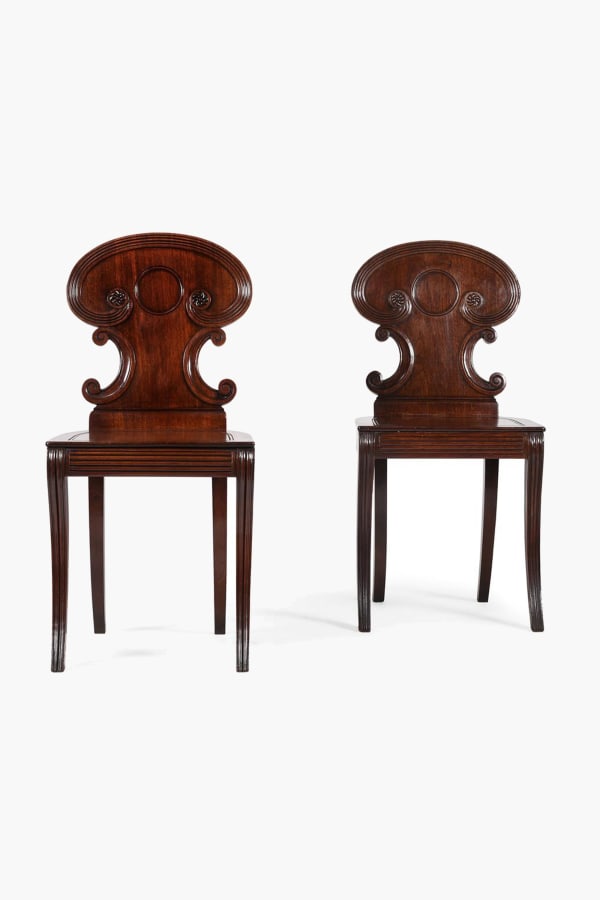 Pair of Regency Mahogany Hall Chairs by Gillows of Lancaster, c.1815