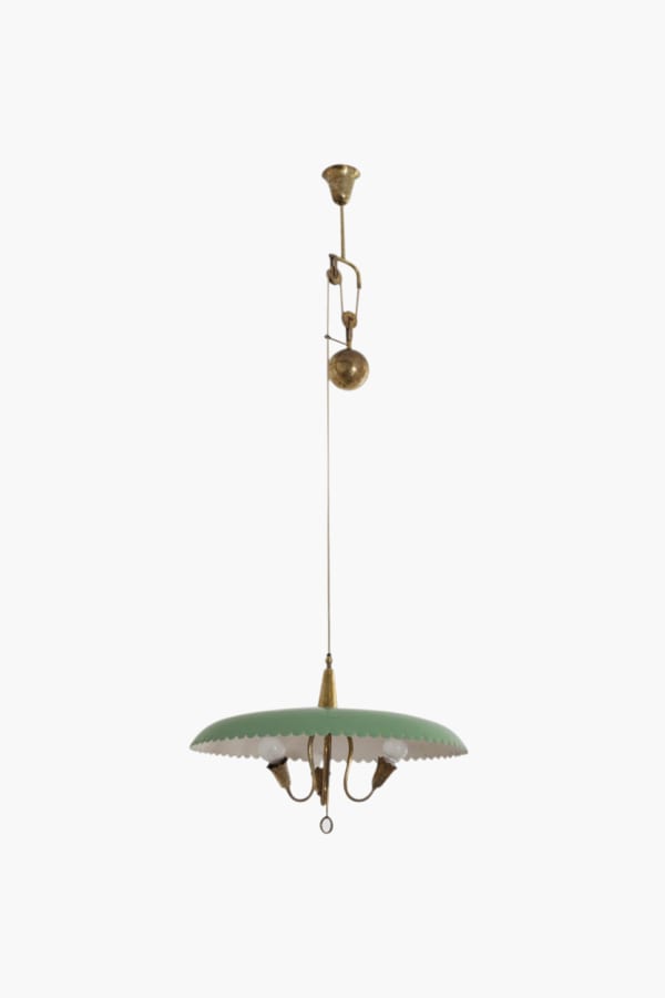 Scallop Edge Rise & Fall Ceiling Light c.1950