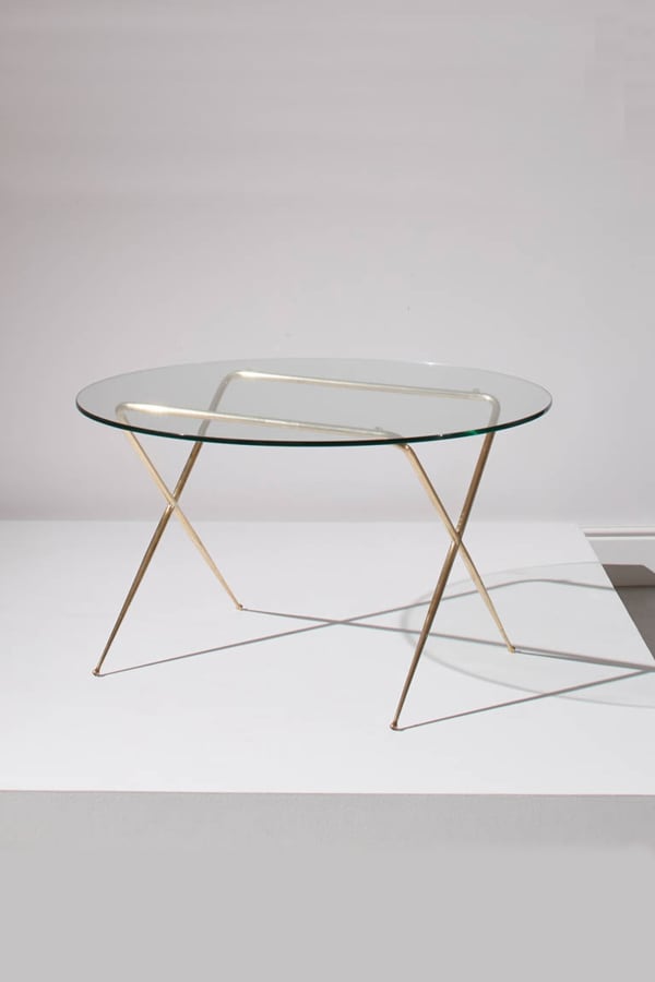 Brass & Glass Low Table by Angelo Lelii