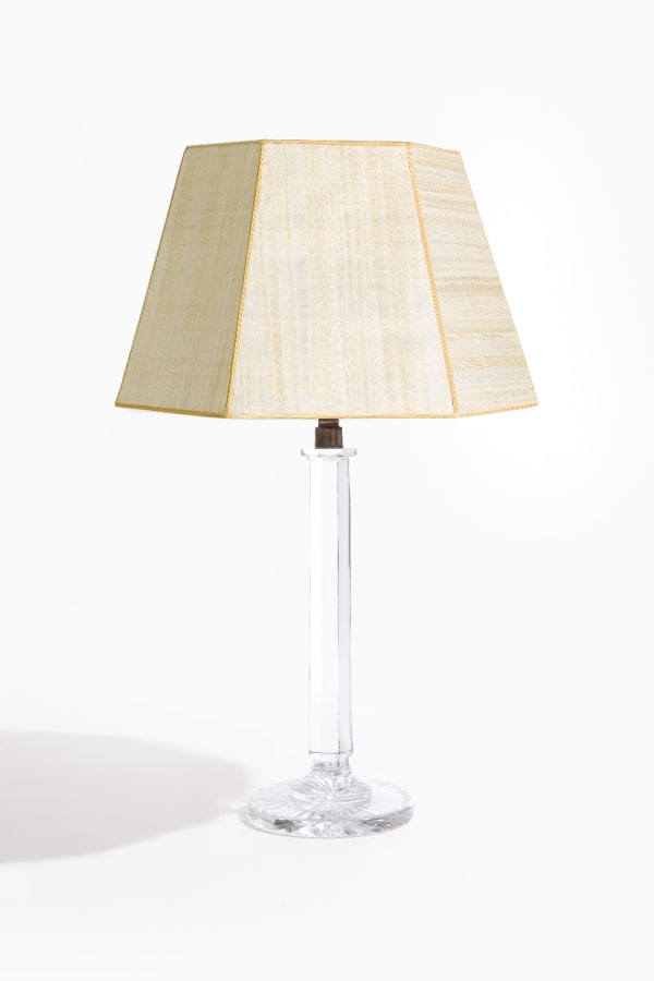 19th Century English Cut Crystal Column Lamp