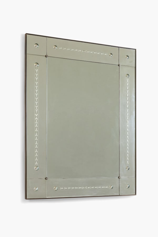 Large Italian Etched & Segmented Mirror, 1940s
