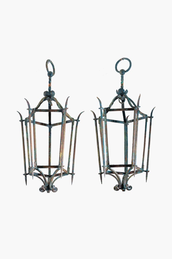 Paolo Buffa, Pair of Patinated Iron Lanterns, c.1950