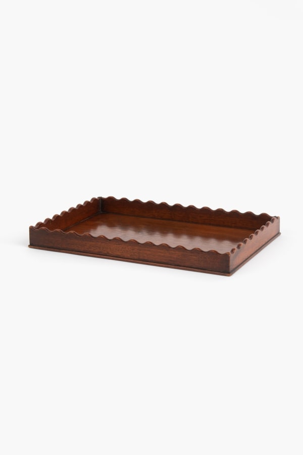 Mahogany Tray with Scalloped Detail, 19th Century