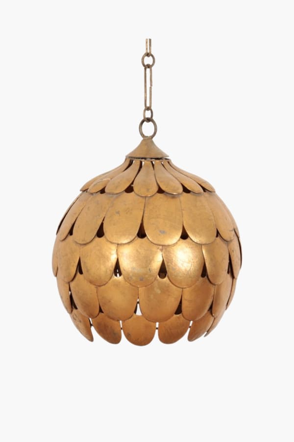 Sculptural Gilt Metal Pendant Lamp by S. Salvadori, c.1960