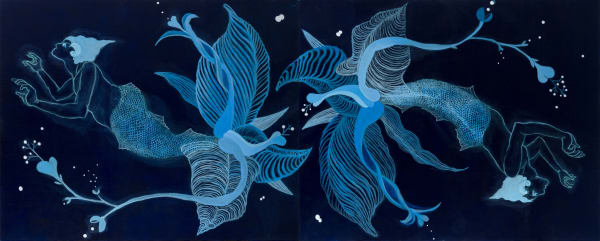 BuBu de la Madeleine Gender Queer Dance, 2023 Acrylic and pastel on canvas 80.3 x 200 cm (2 panels, 80.3 x 100 cm each)