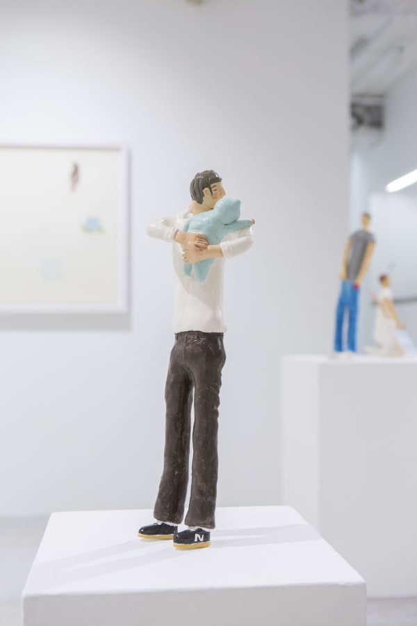 Akira The Hustler Red String "Father and Son", 2012 Acrylic on clay 10 x W14 x H46 cm