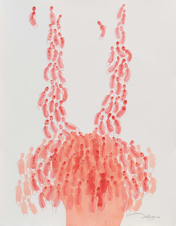 Zai Kuning RED 8 - All that is passing through our heads, 2024 Batik dye on paper 115 x 89 cm