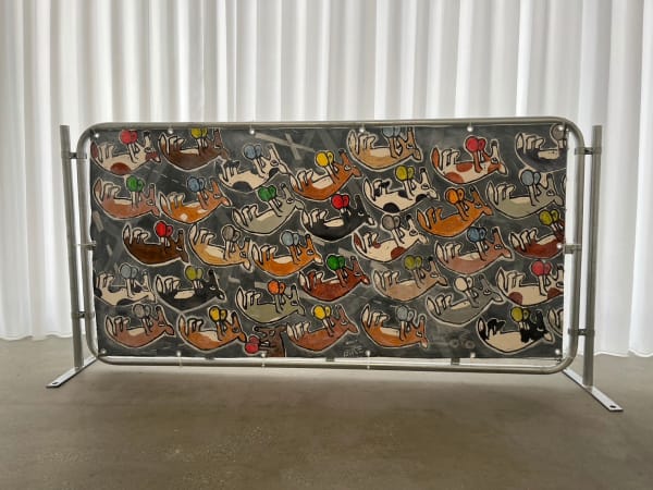 Akira the Hustler Playground 1, 2023 Acrylic on canvas, Barricade Variable dimensions (Painting - 90 x 180 cm)