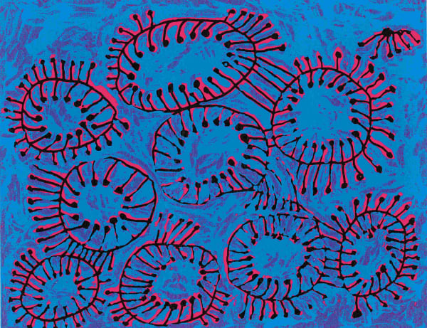 Yayoi Kusama Petals Are Soaring into the Air , 2012 Silkscreen [5 colors] + etching embossing 31.5 x 40.7 cm [Image] / 48.5 x 56 cm [Paper] Edition of 30