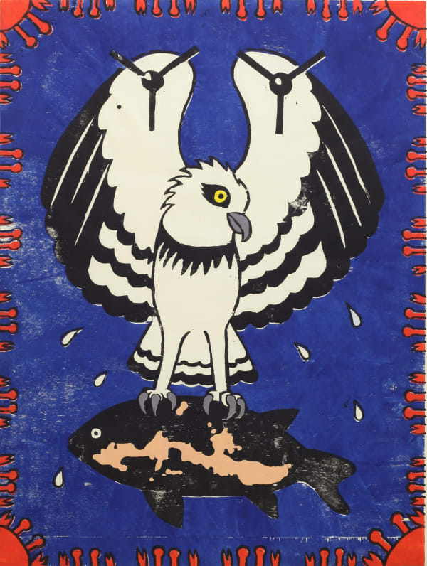 Nobuaki Takekawa Osprey and Okinawa, 2016 Woodblock print on paper 130 x 97 cm (image size), 130 x 98 cm (paper size) Edition of 3