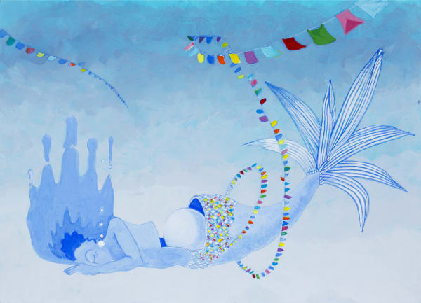 BuBu de la Madeleine A Mermaid’s Territory - Flags and Internal Organs #003, 2022 Acrylic, pastel and coloured pencil on paper 39.3 x 54.4 cm