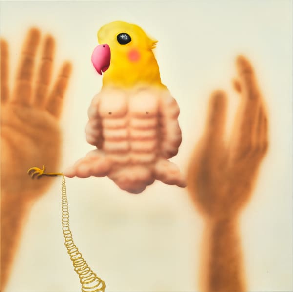 ¥ouada Sketch a strong pigeon seen on the Internet, 2021 Acrylic on canvas 100 x 100 cm