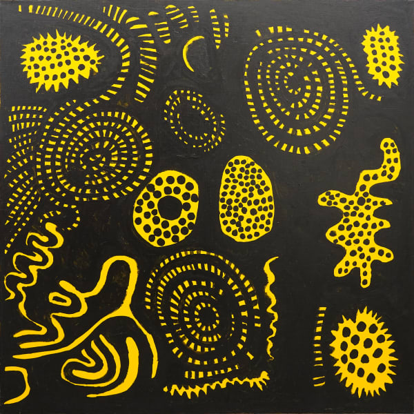 Yayoi Kusama DISTANT ARE THE STARS THAT SHINE ON THE PURSUIT OF TRUTH, 2021 Acrylic on canvas 130.3 x 130.3 cm