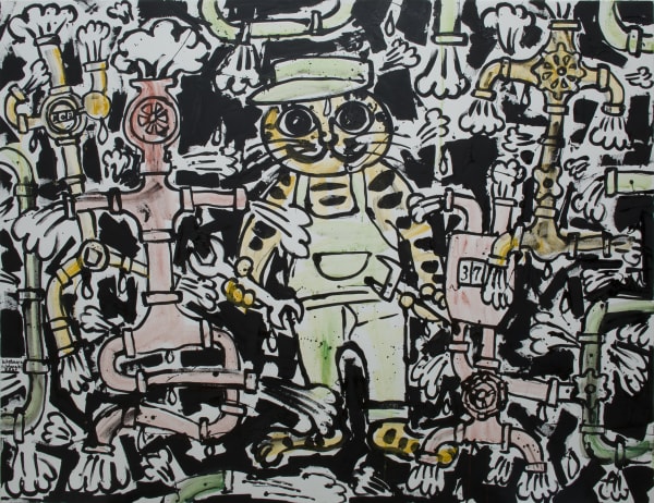 Nobuaki Takekawa Cat's Water Work Site (Fear of Freedom), 2020 Acrylic and ink on canvas 122 x 145.5 cm