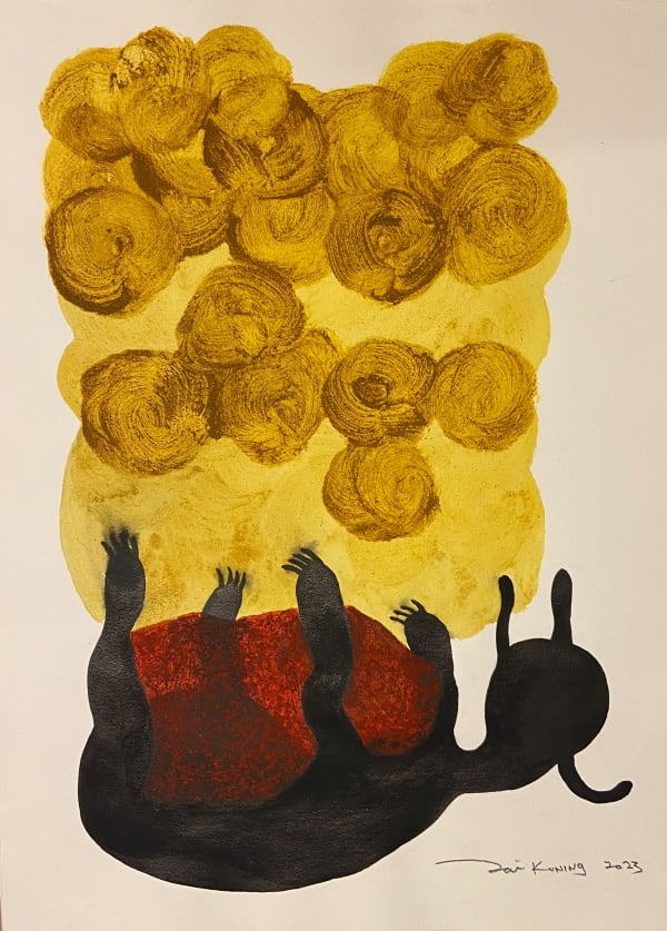 Zai Kuning We Are Home And Everywhere 4, 2023 Batik dye, turmeric, chilli powder and ink on paper 58.8 x 43.1 cm