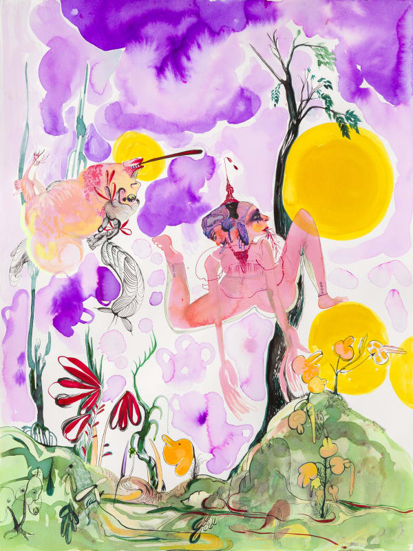 Rina Banerjee, Split in parts her right, her left and this other back bent wide side had to stamp away fast than last apart from that she clamored around sounds of reach -purple and inky blinking clenched her pelvis twice, teased, raptured by chase above a green rising , 2013