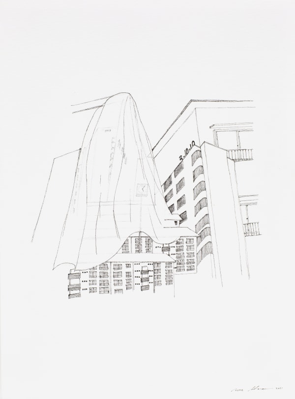 Hiraki Sawa /home (new town #3), 2021 Ink, pencil on paper 33.5 x 24.5 cm