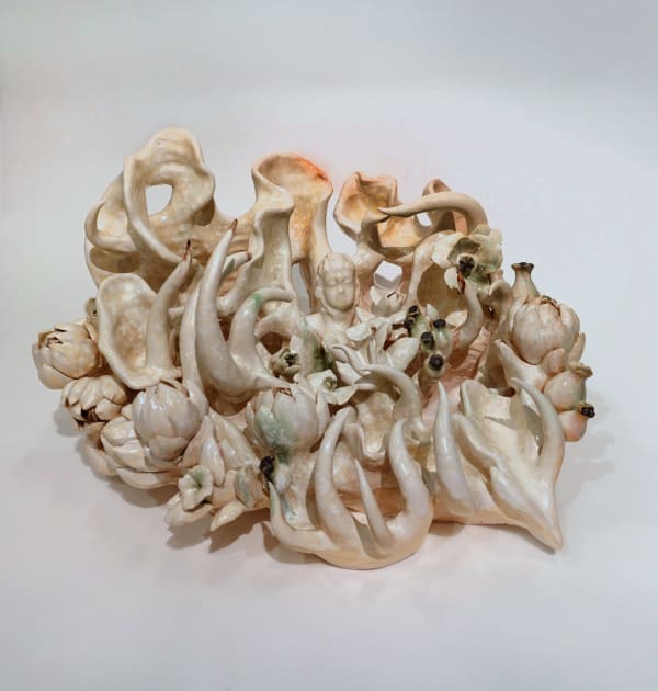 Soe Yu Nwe Kannon x Dentata, 2025 Glazed porcelain, glass, epoxy 24 x 40 x 38 cm