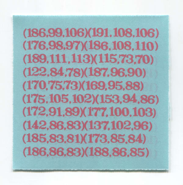 Zhao Yao Jing Zhen Hong RGB (II), 2025 Numerals, water-based ink, paint, pencil, spiral book, paper, spot-color printing Variable numbers of paper (75 × 75 mm each)