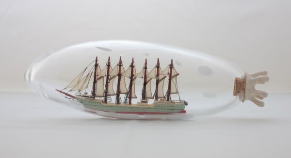 Nobuaki Takekawa Ship in a sea cucumber, 2011 Glass, wood, cotton, cotton yarn, paint 30.8 x 10.5 x H9cm