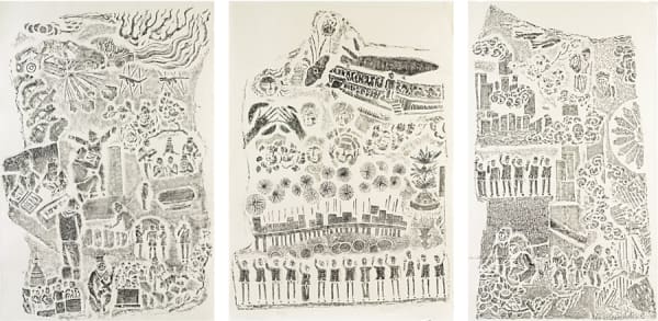 Cai Guo-Qiang NONTRANSPARENT MONUMENT, 2006 Ink rubbings on paper 188 x 129 cm, 199 x 129 cm, 222 x 130 cm (set of 3)