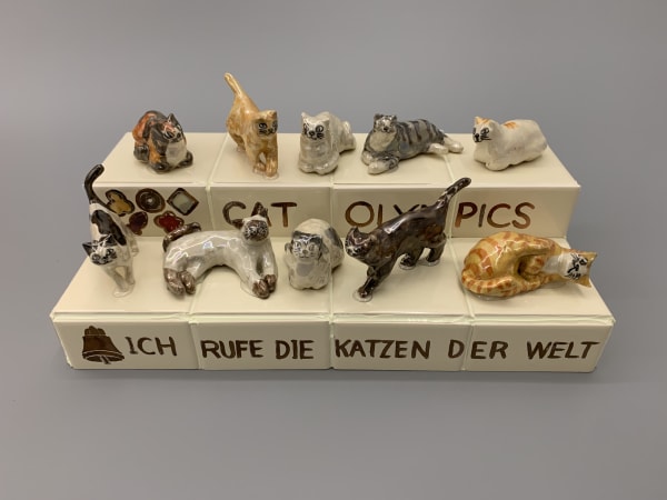Nobuaki Takekawa Cat Olympics (Audience Seats), 2019 Ceramic, tile H17 x 41 x 21.5 cm
