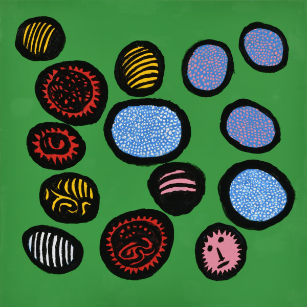 Yayoi Kusama WHEN I WAS IN HEAVEN, I GATHERED MAGNIFICENT SOULS AND WEPT, 2020 Acrylic on canvas 100 x 100 cm