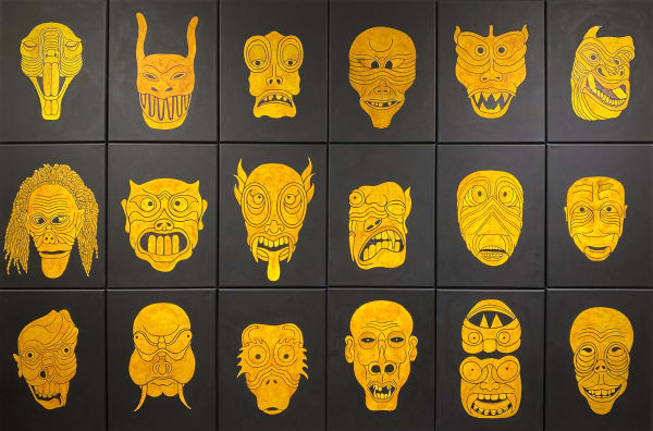 Zai Kuning The Last Breath of Malaya, 2021 Acrylic on canvas 121.8 x 183 cm [18 panels, 40.6 x 30.5 cm each]