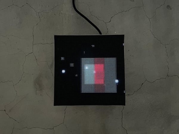 Chen Wei Trouble Garden: Ripples, 2024 LED light board, stainless 26.2 x 26.2 x H10.6 cm