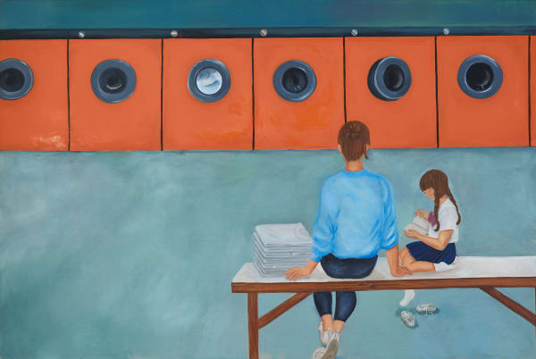 Maria Farrar Laundrette, 2023 Oil on linen 200 x 300 cm